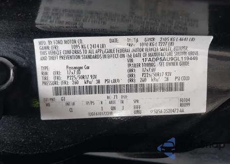2016 Ford C-Max Hybrid Se from USA, damaged, VIN 1FADP5AU9GL119448
